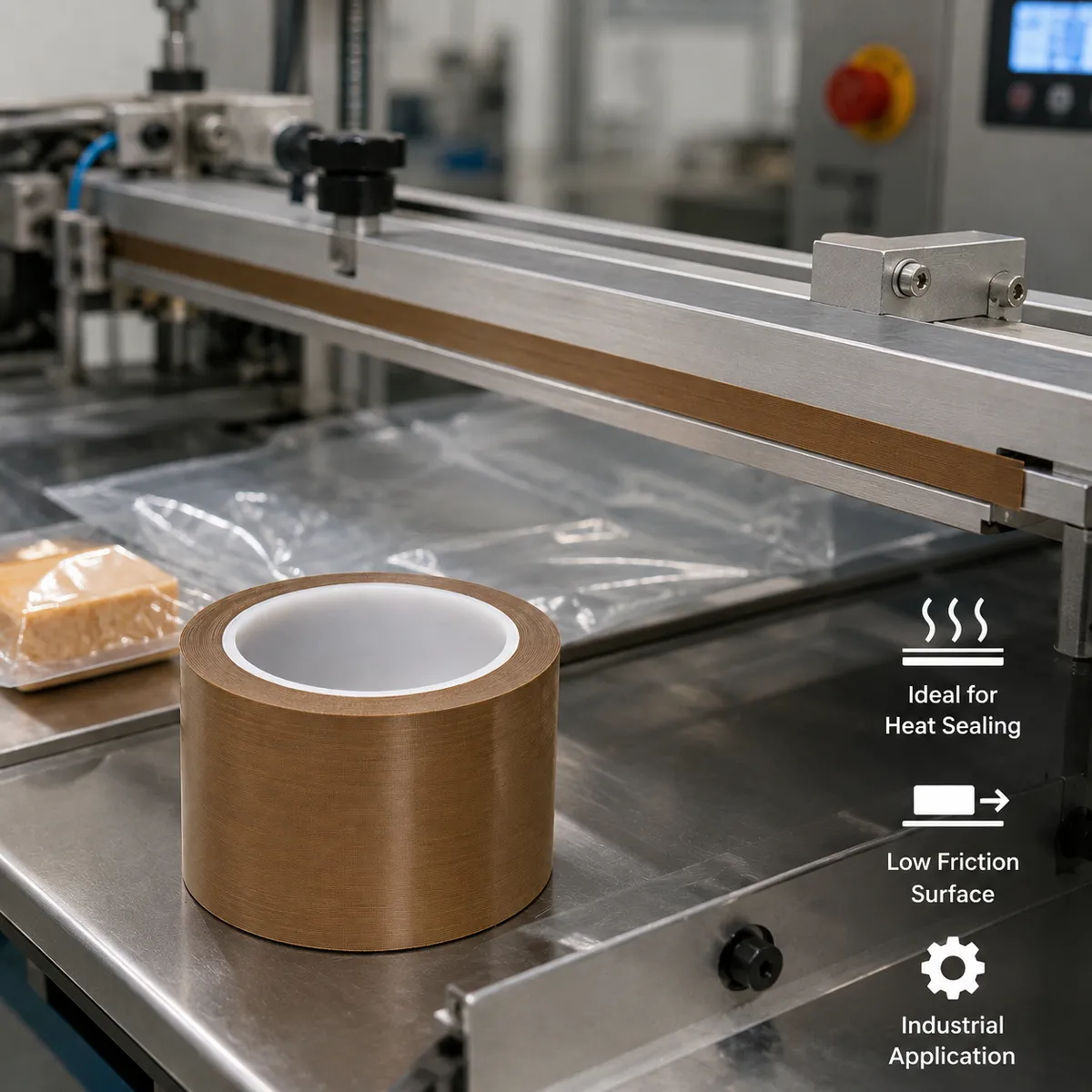 PTFE adhesive tape used on industrial heat sealing equipment