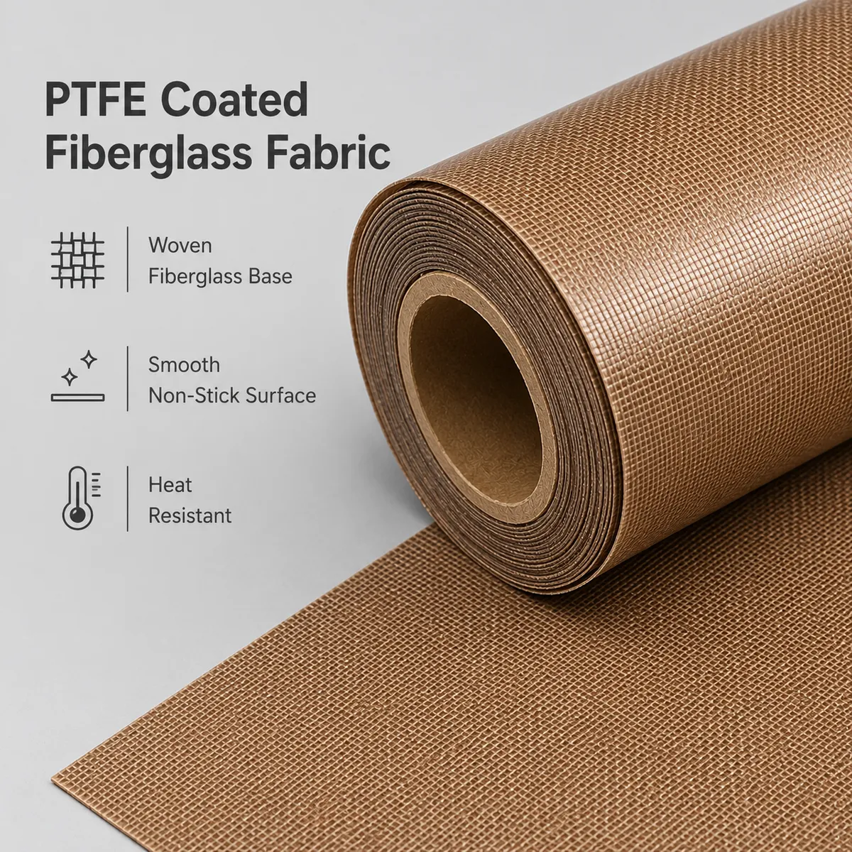 Close-up of woven fiberglass base with PTFE coating and non-stick surface