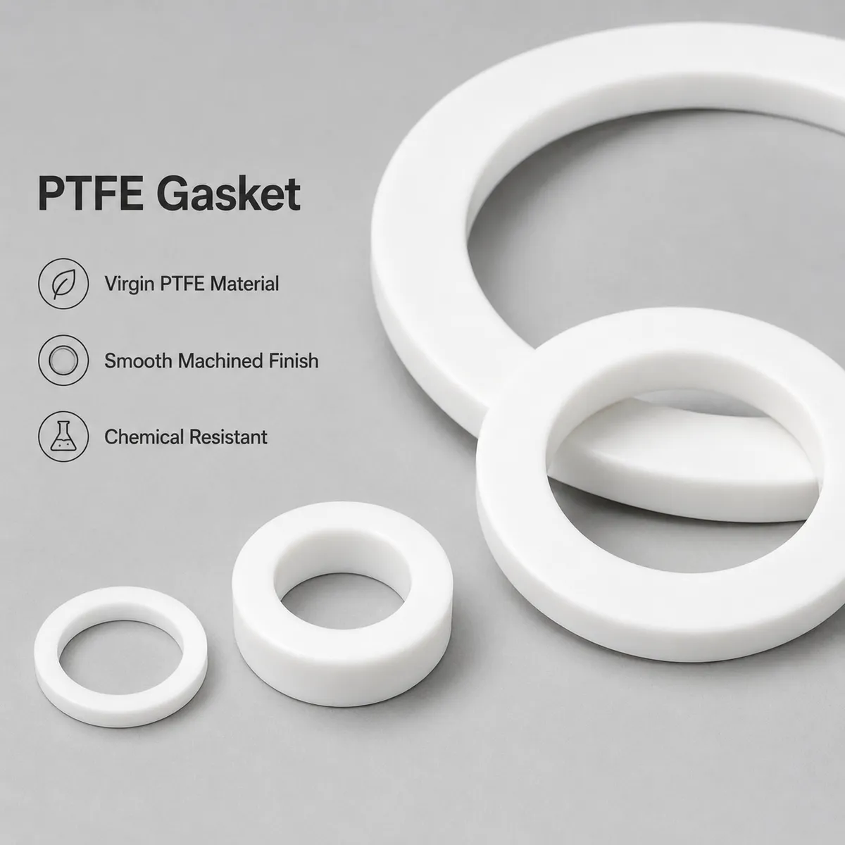 PTFE gasket material and machined finish close-up