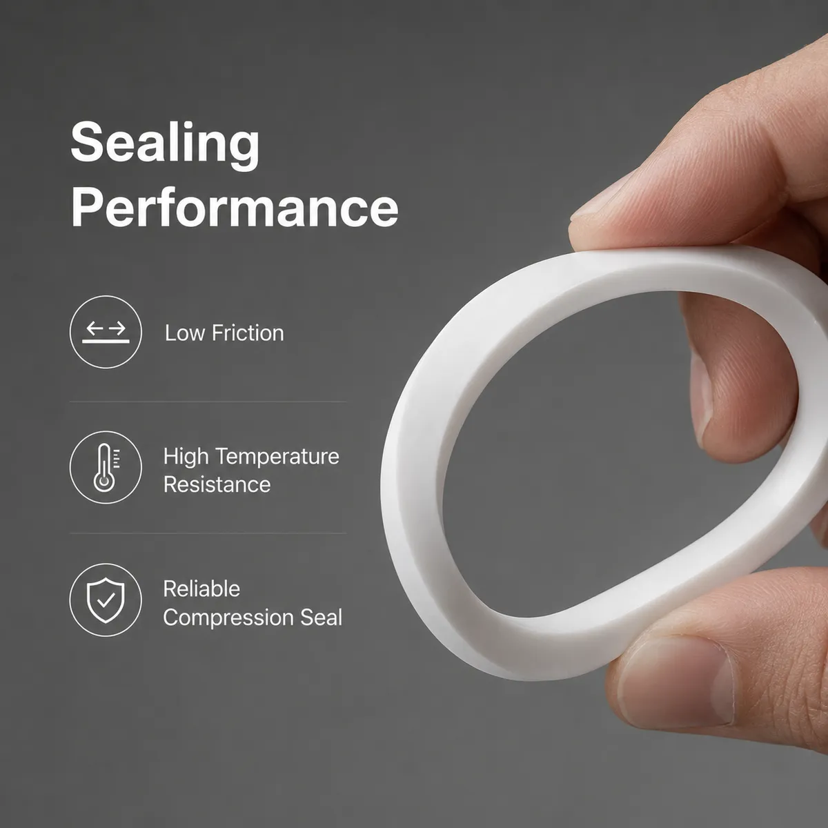 Flexible PTFE gasket showing sealing performance