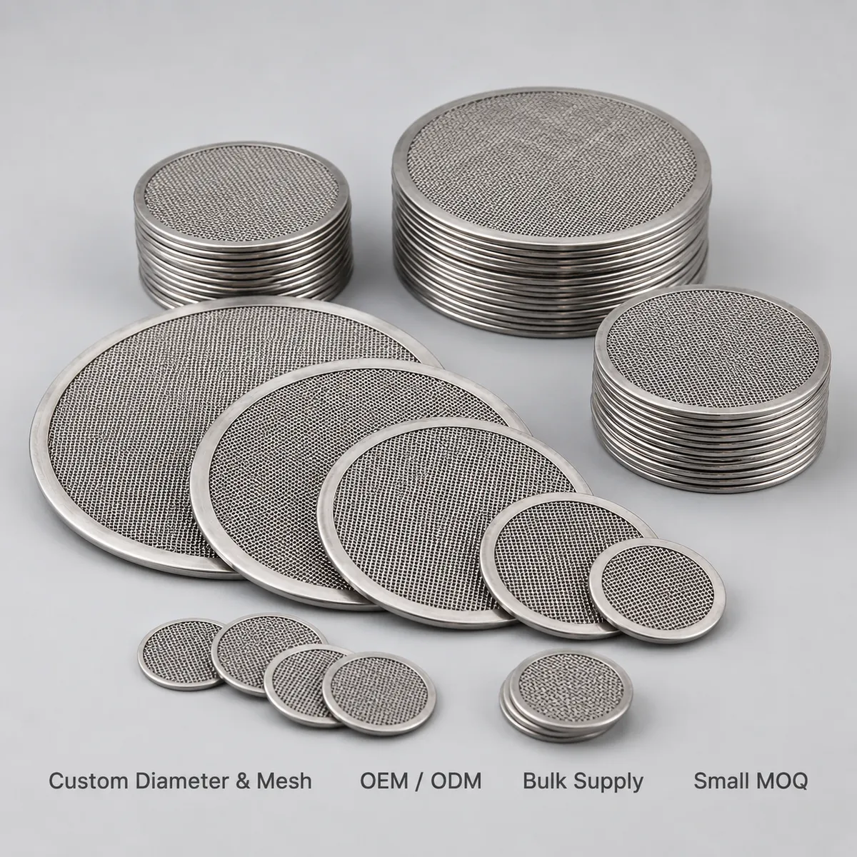 Custom diameter stainless steel filter discs for bulk supply