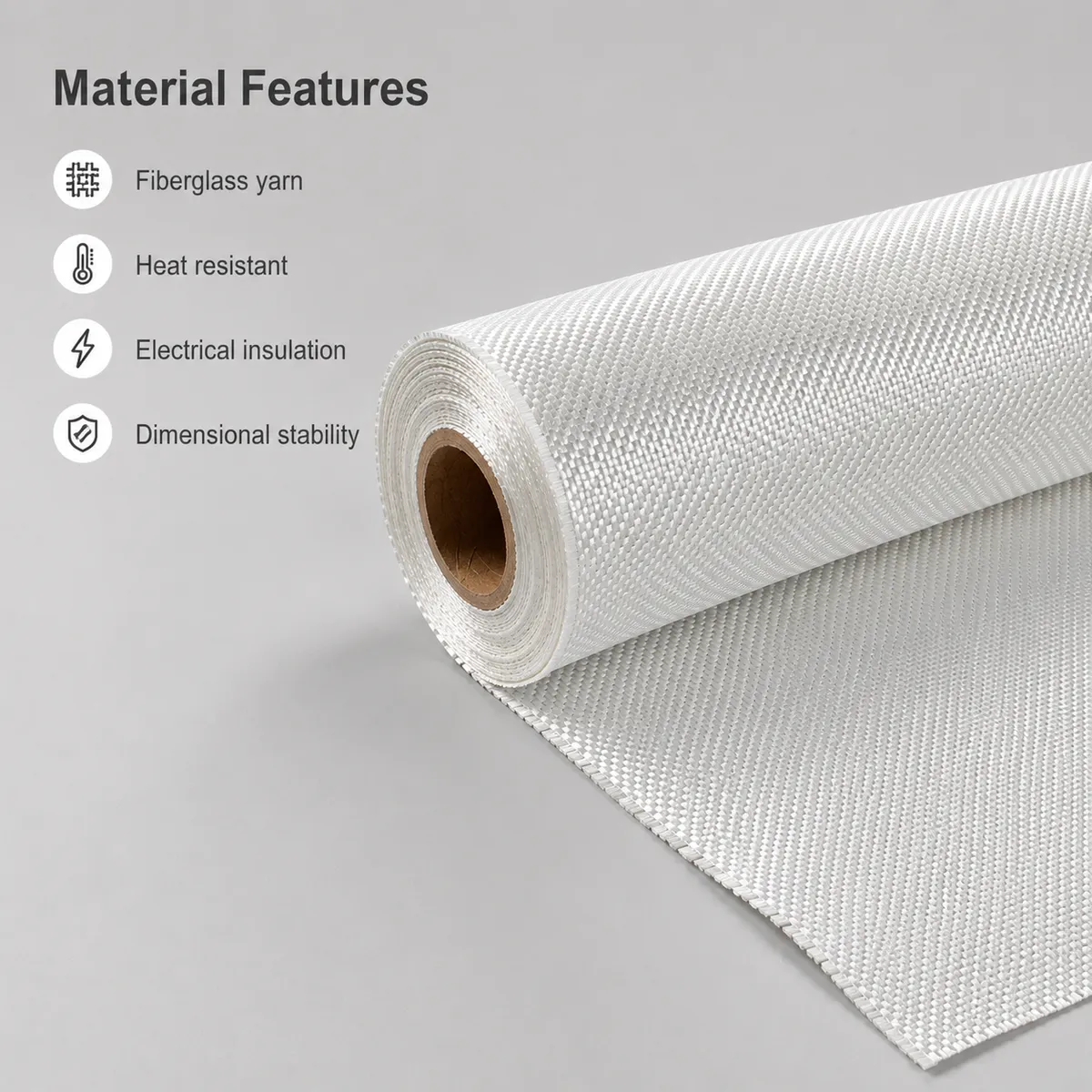 Fiberglass cloth roll showing heat resistant insulation material features